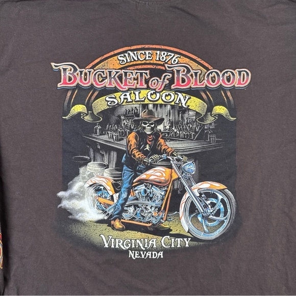 Bucket of Blood Saloon 3XL Long Sleeve Shirt Harley Davidson Biker 1876 Nevada - Picture 14 of 14
